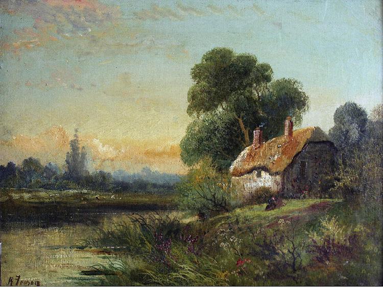 Robert Fenson View with a Cottage by a Stream China oil painting art